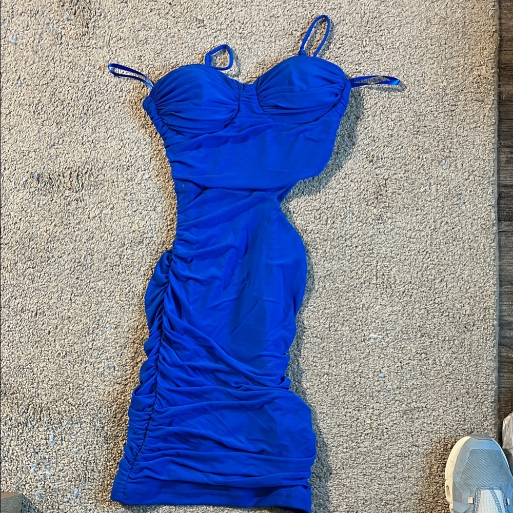 Windsor Royal Blue Ruched Midi Dress